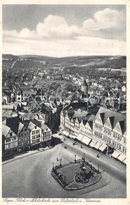 Siegen Westfalen Blick von der Nikolaikirche zur Unterstadt und Kaserne
