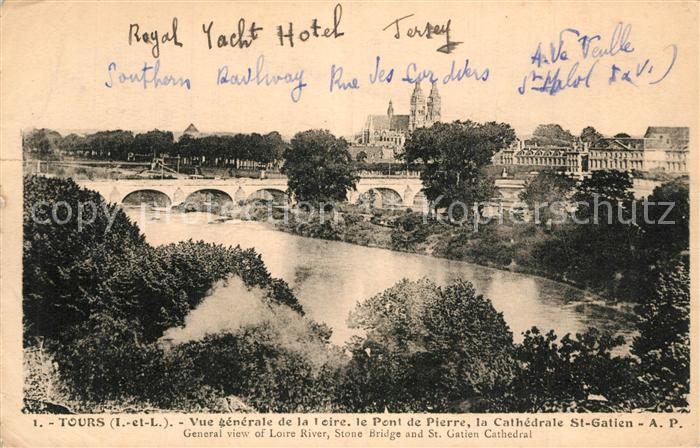 Tours Indre-et-Loire Pent de Pierre Cathedrale St. Gatien