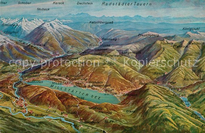 Millstaettersee und Umgebung Alpen Radstaedter Tauern aus der Vogelperspektive