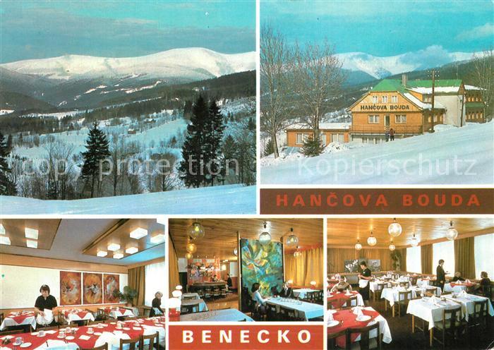 Benecko Semily Hancova Bouda Bergbaude Restaurant Landschaftspanorama im Winter