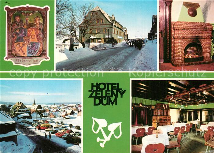 Bozi Dar Gottesgab Hotel Zeleny Dum Restaurant Kamin Wappen
