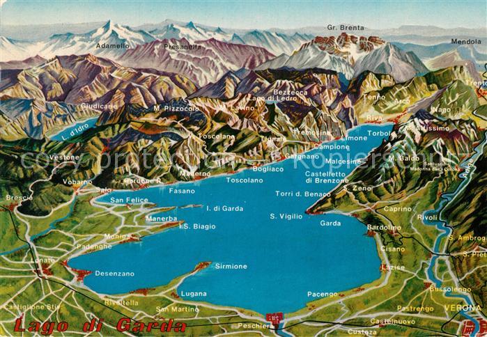 Gardasee Lago di Garda und Umgebung Alpenpanorama aus der Vogelperspektive