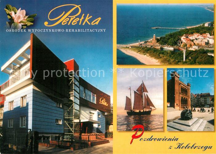Kolobrzeg Polen Rehabilitationszentrum Peretka Segelschiff Platz Fliegeraufnahme