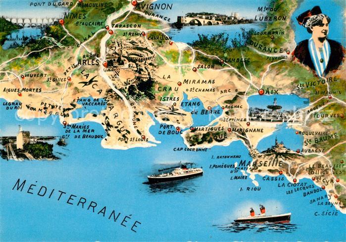 Marseille Bouches-du-Rhone Gebietskarte Mediterranee