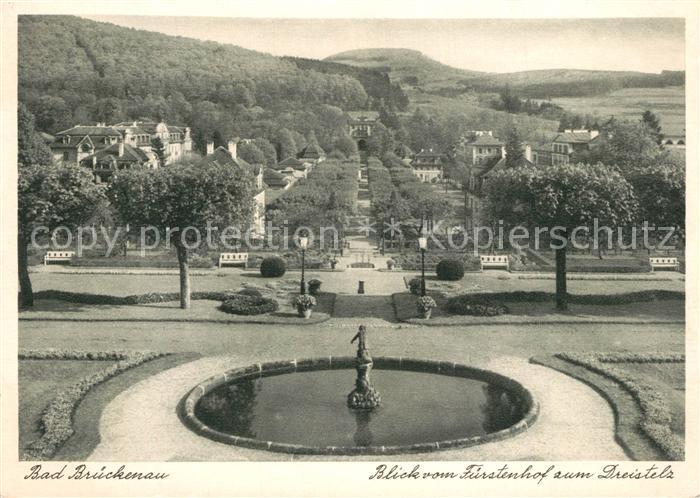 Bad Brueckenau Panorama Blick vom Fuerstenhof zum Dreistelz