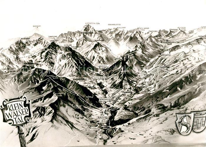 Kleinwalsertal Panoramakarte Alpen aus der Vogelperspektive