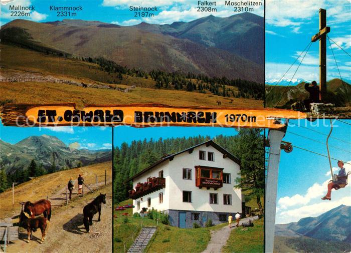 St Oswald Kaernten Landschaftspanorama Brunnach Gipfelkreuz Sessellift Berggasth