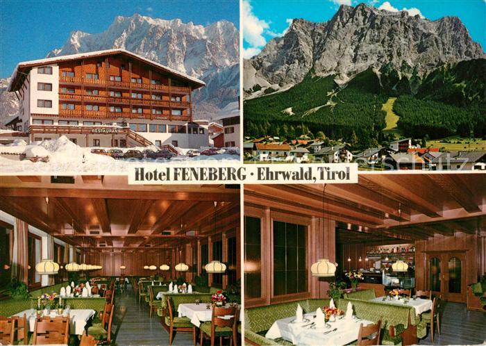 Ehrwald Tirol Hotel Feneberg Restaurant Blick zur Zugspitze Wettersteingebirge