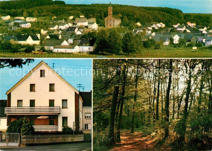Waldbrunn Westerwald Ortsansicht mit Kirche Pension Jost Waldpartie