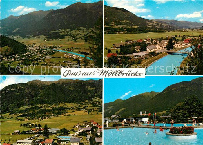 Moellbruecke Gesamtansicht mit Alpenpanorama Freibad