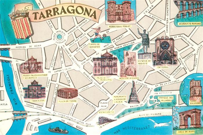 Tarragona Stadtplan Innenstadt mit Sehenswuerdigkeiten