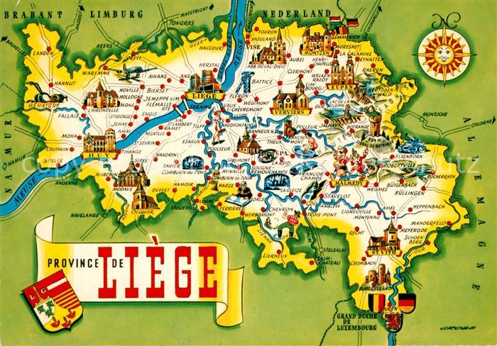 Liege Luettich Carte de la Province de Liège
