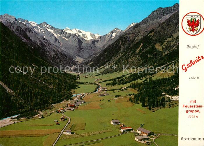 Gschnitz Tirol Bergdorf am Fusse des Habichts Gschnitztal Feuersteingruppe Flieg