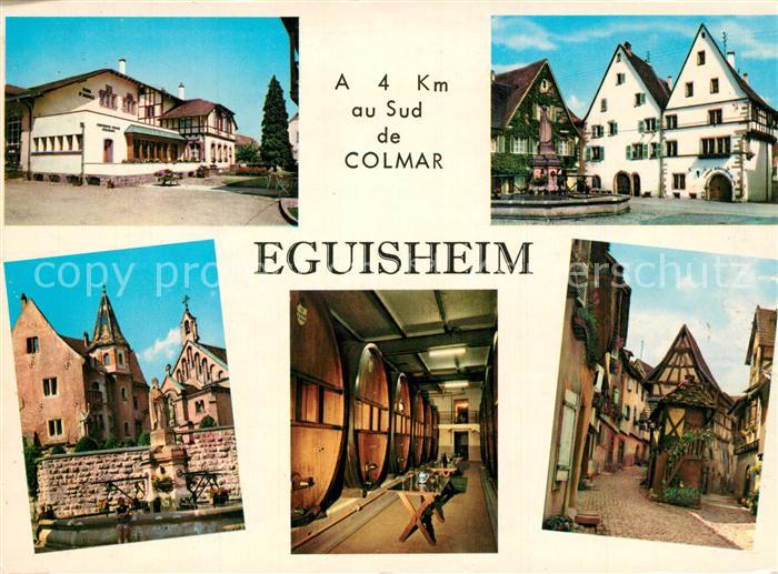 Eguisheim Haut Rhin Weinkellerei Brunnen Fachwerkhäuser Den