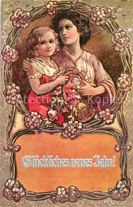 Neujahr Blumen Kind Mutter Etlingerscher Verlag Wilhelm Ott