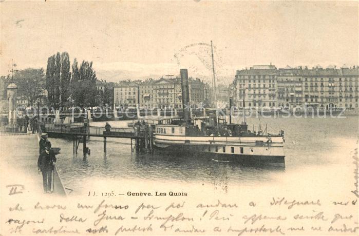 Dampfer Seitenrad Geneve Les Quais
