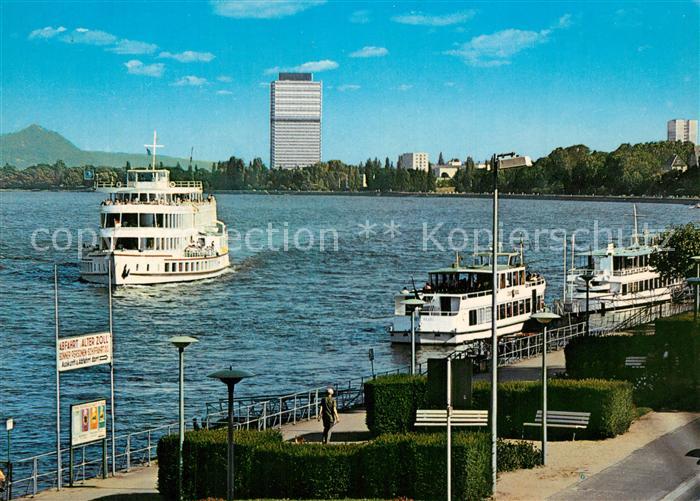 Motorschiffe Bonn Rheinufer B?rohochhaus Bundestag