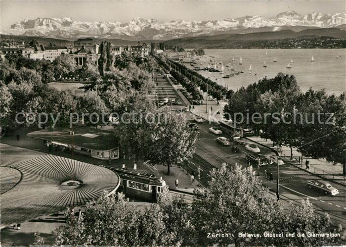 Strassenbahn Z?rich Bellevue Utoquai Glarneralpen