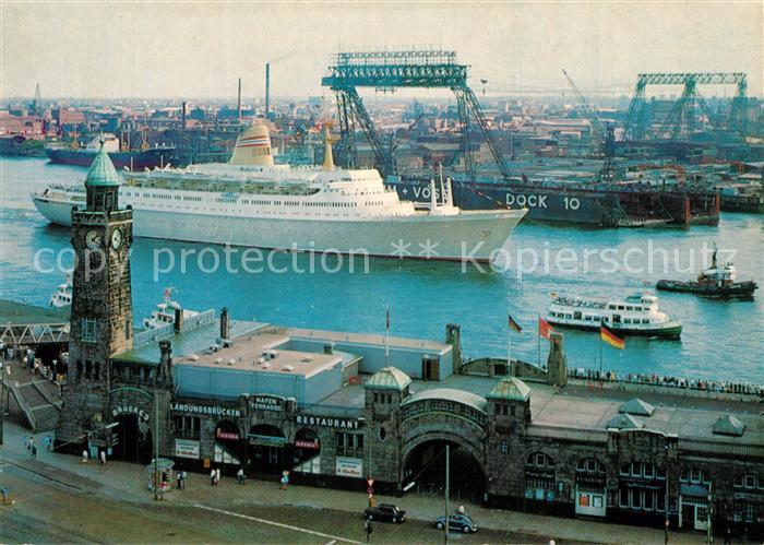 Schiffe Ships Navires PS Sagafjord Hamburg Landungsbr?cken