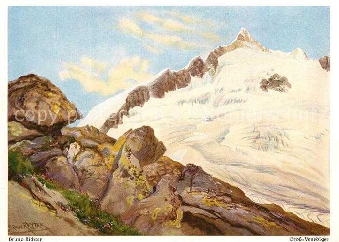Kuenstlerkarte Bruno Richter Nordwestgrat des Gross-Venedigers Verlag-Wiechmann-