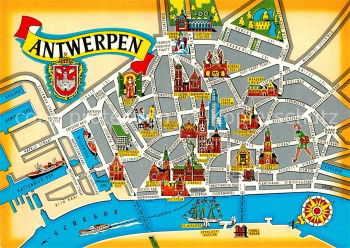 Antwerpen Anvers Panoramakarte