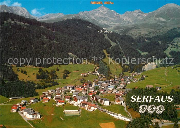 Serfaus Tirol Fliegeraufnahme Seilbahn zum Koelner Haus