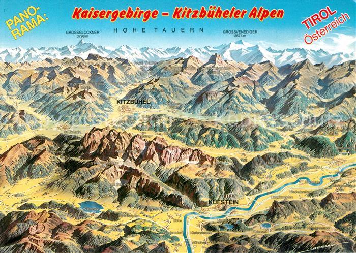 Kaisergebirge Kitzbueheler Alpen Panoramakarte