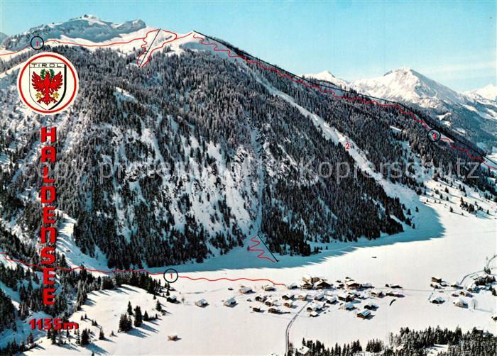 Haldensee Fliegeraufnahme Winterlandschaft