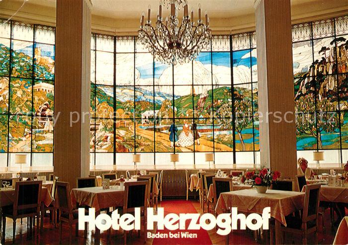 Baden Wien Hotel Herzoghof Restaurant Glasgemaelde