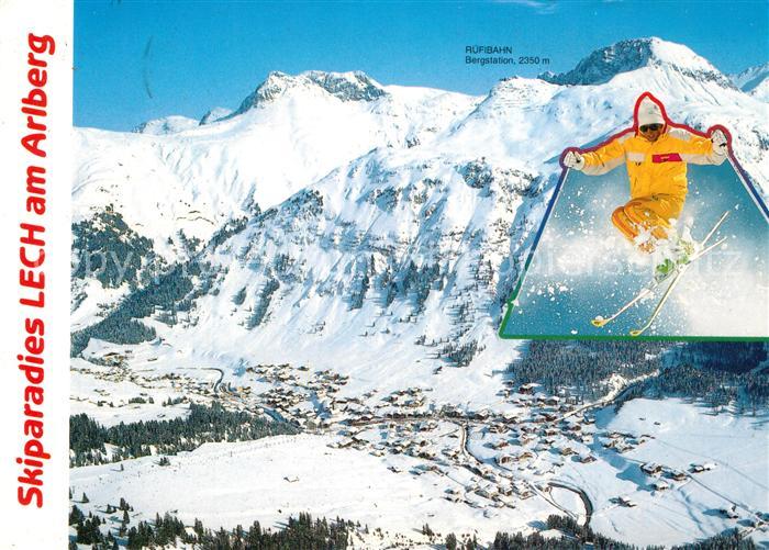Lech Vorarlberg Ruefibahn Bergstation Skifahrer Skiparadies Alpen Fliegeraufnahm