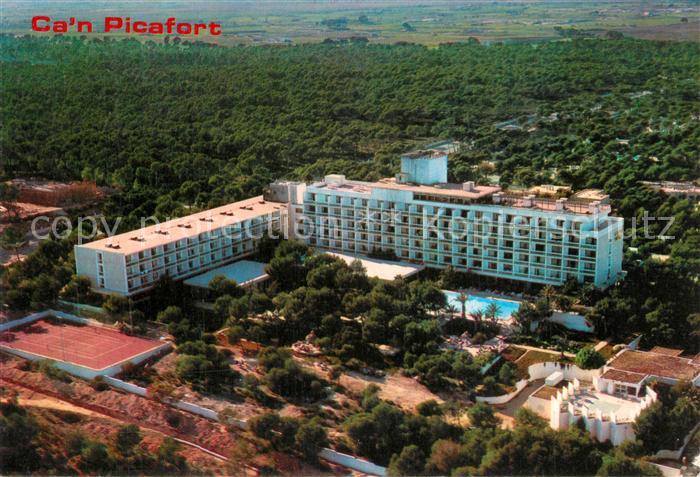 Can Picafort Mallorca Hotelanlage Tennisplatz Swimming Pool Fliegeraufnahme