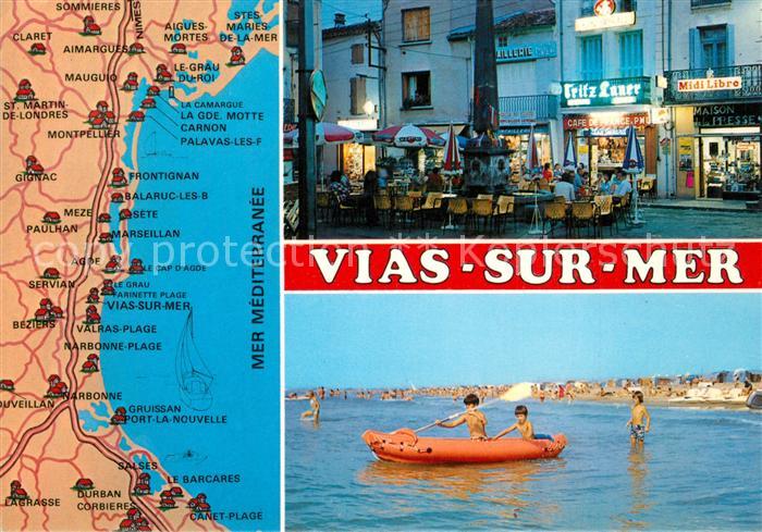 Vias-sur-Mer et Farmette Plage Landkarte Kueste