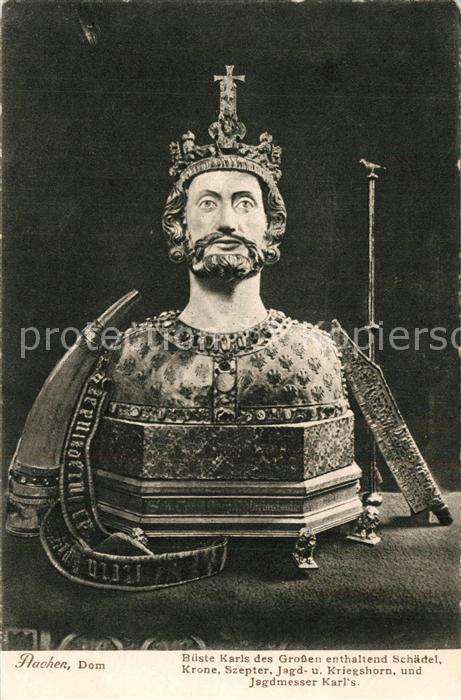 Aachen Dom Bueste Karls des Grossen Schaedel Krone Zepter