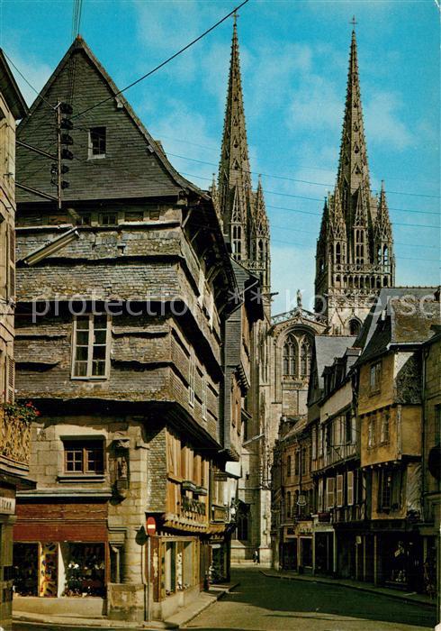 Quimper Vieilles Maisons de la Rue Kereon Cathedrale Saint Corentin
