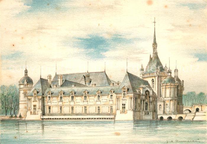 Chantilly Oise Chateau Kuenstlerkarte