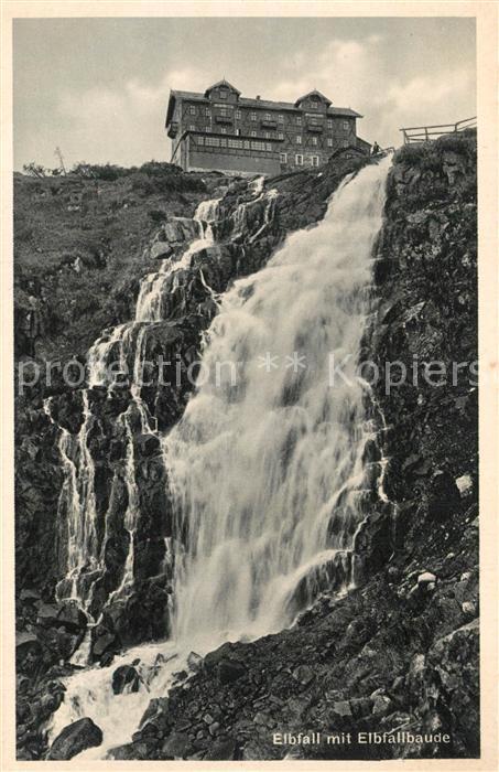 Elbfallbaude Riesengebirge Elbfall Wasserfall Silesia Karte Nr. 23 Phototonkarte