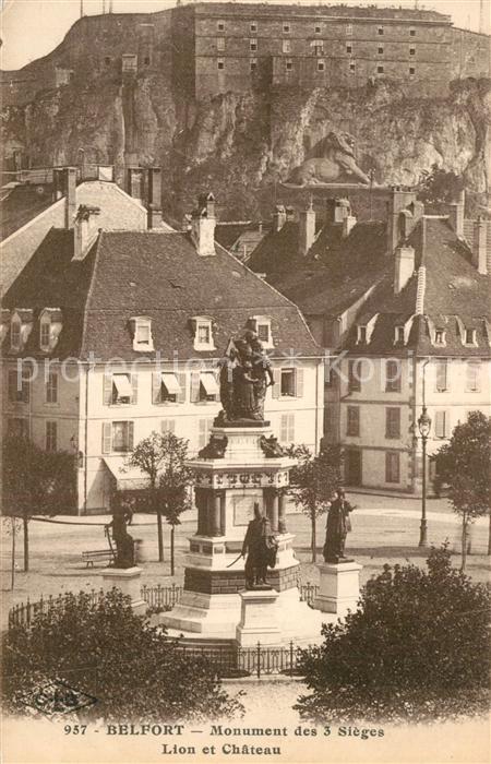 Belfort Alsace Monument des 3 Sièges Lion et Chateau
