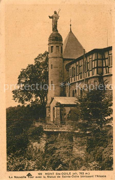 Mont-Sainte-Odile Mont-Ste-Odile La Nouvelle Tour Statue de Sainte Odile bénissa