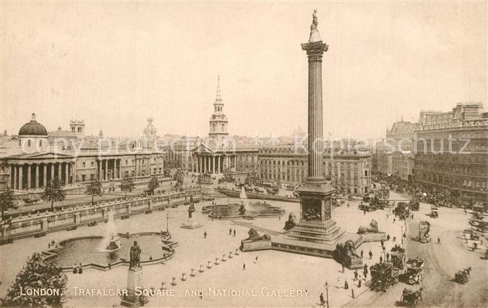 London Trafalgar Square and National Gallery Nelson Column