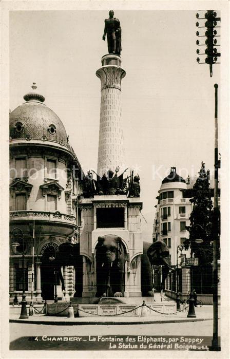 Chambery Savoie Fontaine des Eléphants Statue du General Boigne