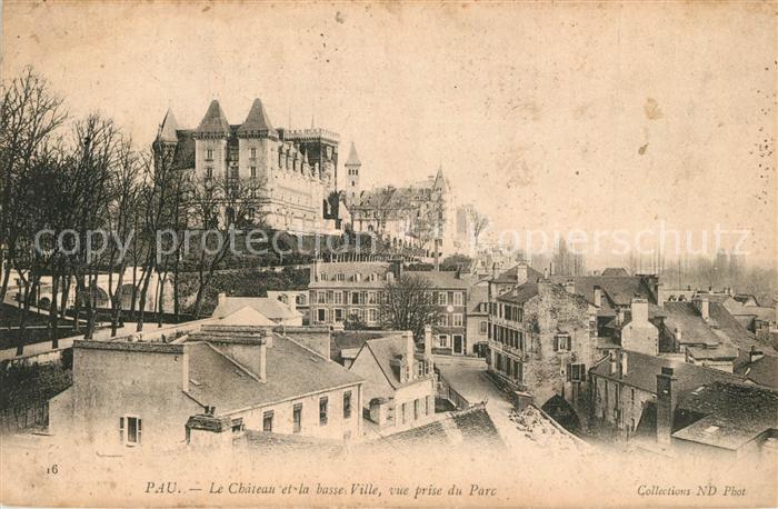 Pau 64 Chateau et la basse ville vue prise du parc