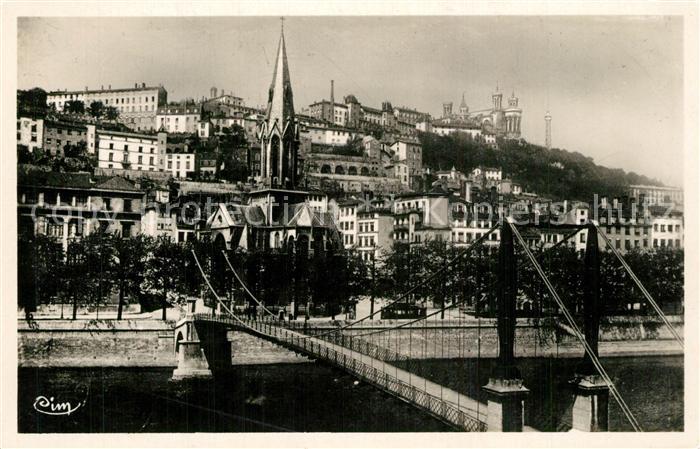 Lyon France Passerelle Saint Georges Eglise et Coteau de Fourvière