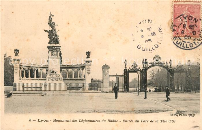 Lyon France Monument des Légionnaires du Rhône Entrée du Parc de la Tête d Or