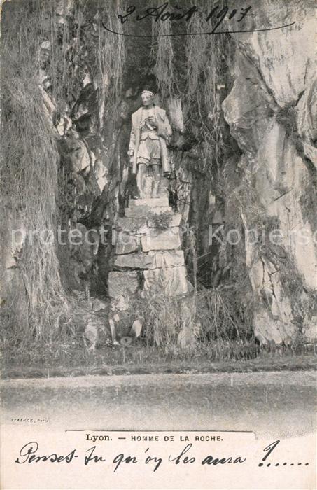 Lyon France Homme de la Roche Statue