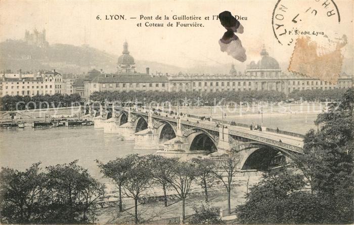 Lyon France Pont de la Guilloti?re et Hotel de Dieu