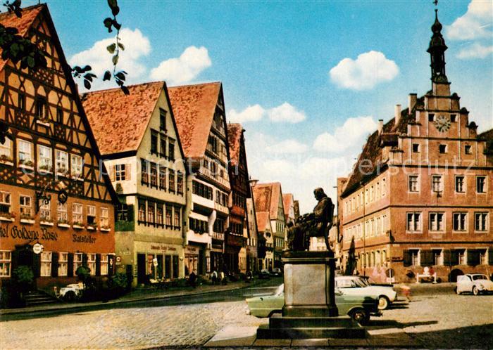 Dinkelsbuehl Marktplatz mit Christoph von Schmid Denkmal