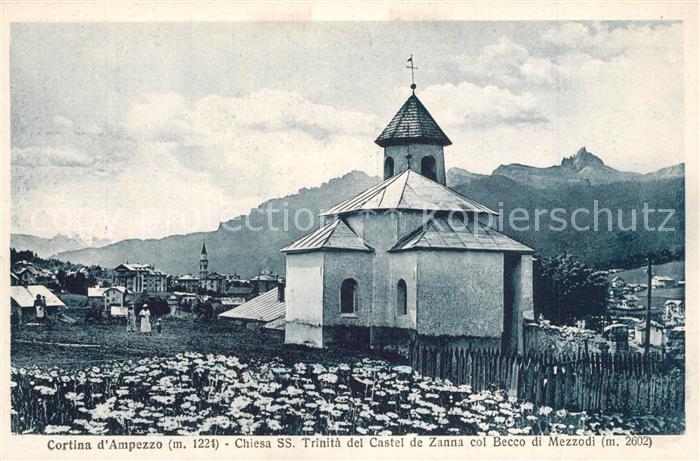 Cortina d Ampezzo Chiesa ss Trinita del Castel de Zanna col Becco di Mezzodi