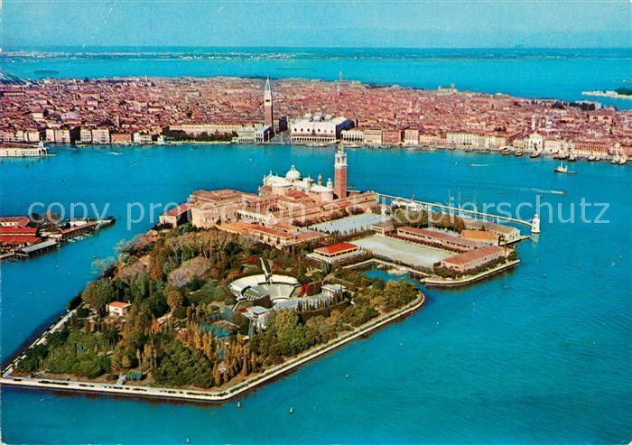 Venezia Venedig FliegeraufnahmeInsel San Giorgio und San Markusbecken