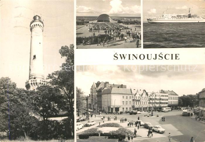 Swinoujscie Swinemuende Latarnia morska Plac Wolnosci Muszla koncertowa Prom Gry
