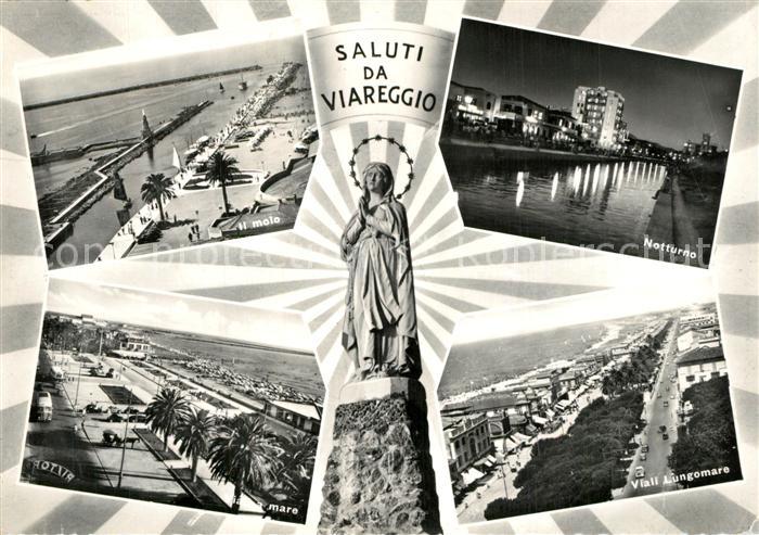 Viareggio Il molo Viale a mare Viali Lungomare notturno Statue Heiligenfigur